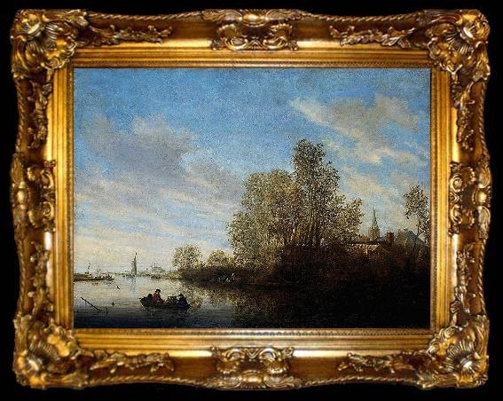 framed  Salomon van Ruysdael River View near Deventer., ta009-2